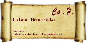 Csider Henrietta névjegykártya